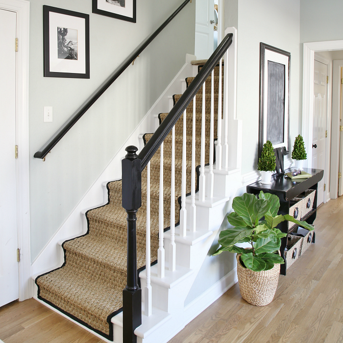 Painted Staircase Makeover With Sea Grass Runner Tutorial 