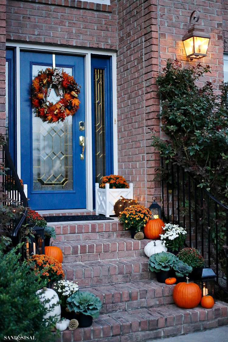 Indigo and Orange Fall Front Porch - Sand and Sisal