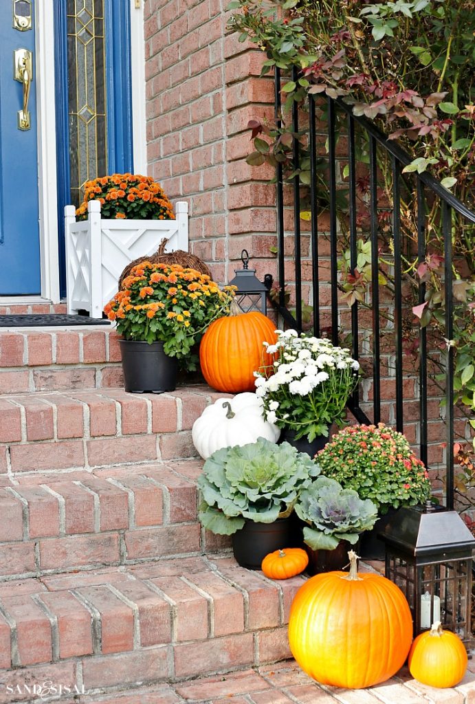 Indigo and Orange Fall Front Porch - Sand and Sisal