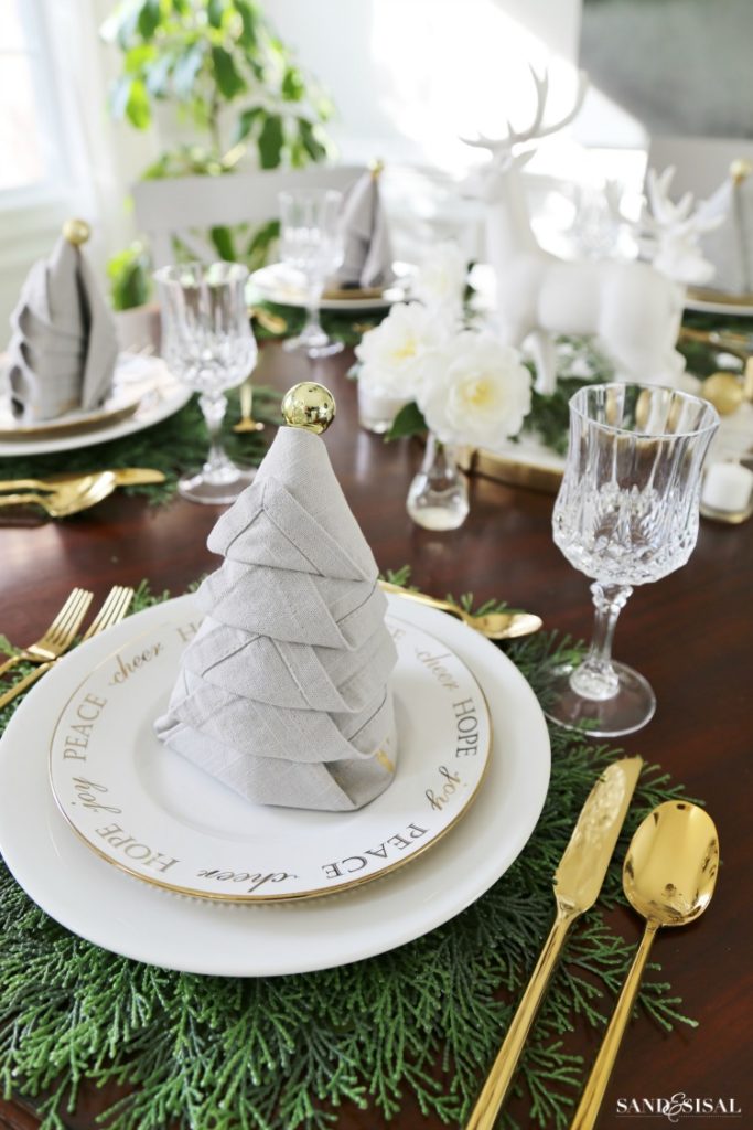 Christmas Tree Napkin Fold Tutorial - Sand and Sisal