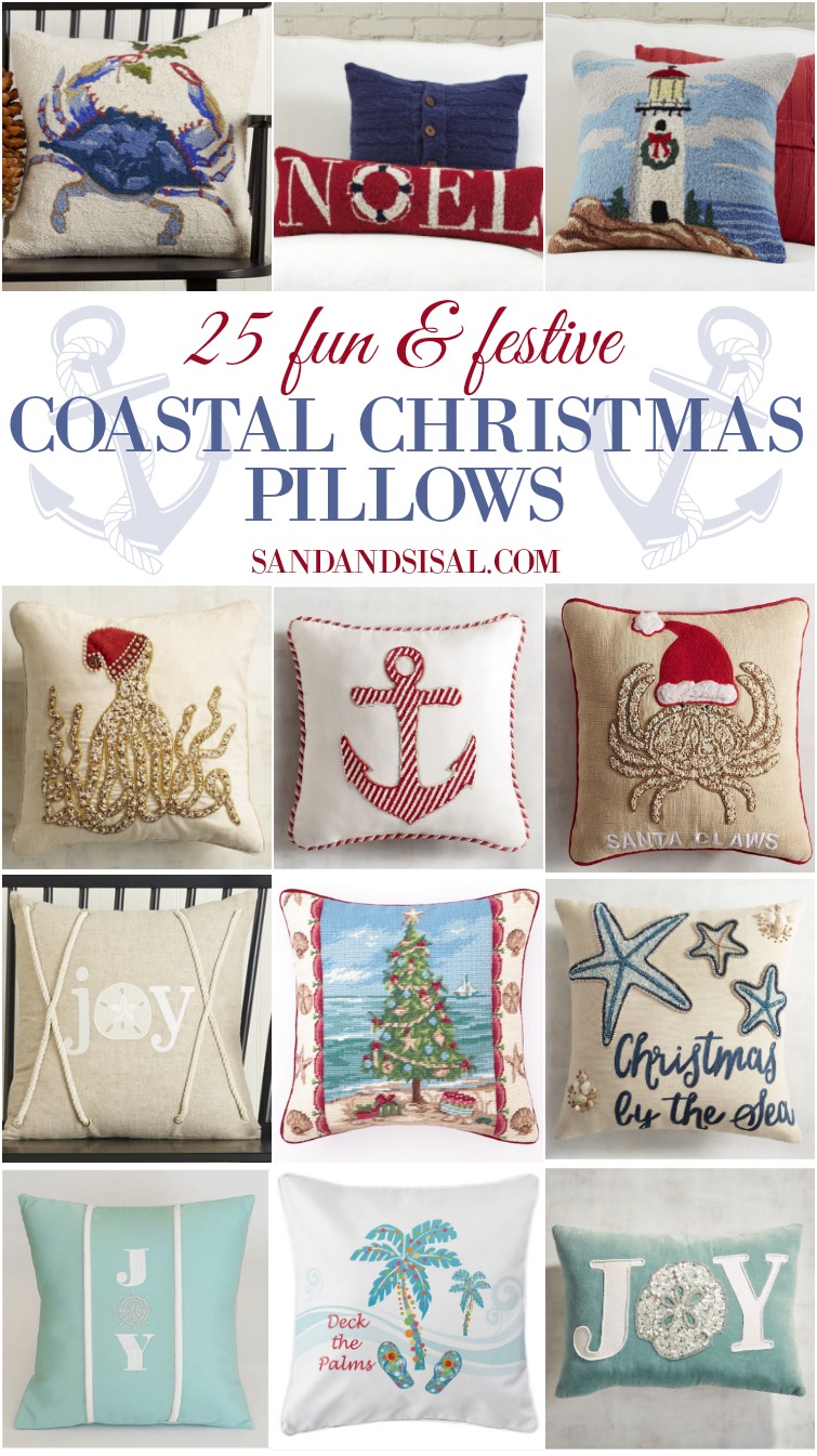 25+ Festive Coastal Christmas Pillows 