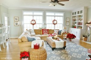 Winterberry Red, White and Blue Christmas Family Room