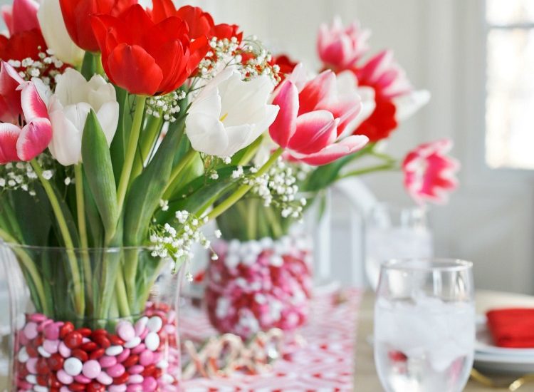 Valentine's Tulip Bouquet with M&M's