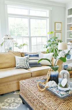 Summer Blues Coastal Family Room Tour - Sand and Sisal