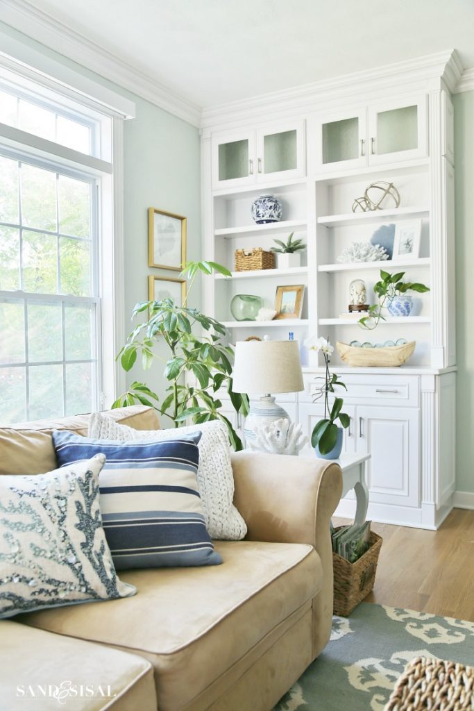 Summer Blues Coastal Family Room Tour - Sand and Sisal