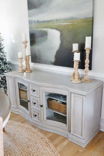 Chalk painted buffet makeover