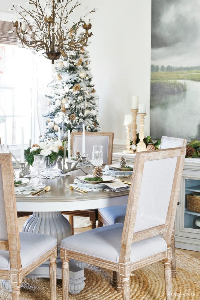 Rustic Glam Christmas Dining Room - Sand and Sisal