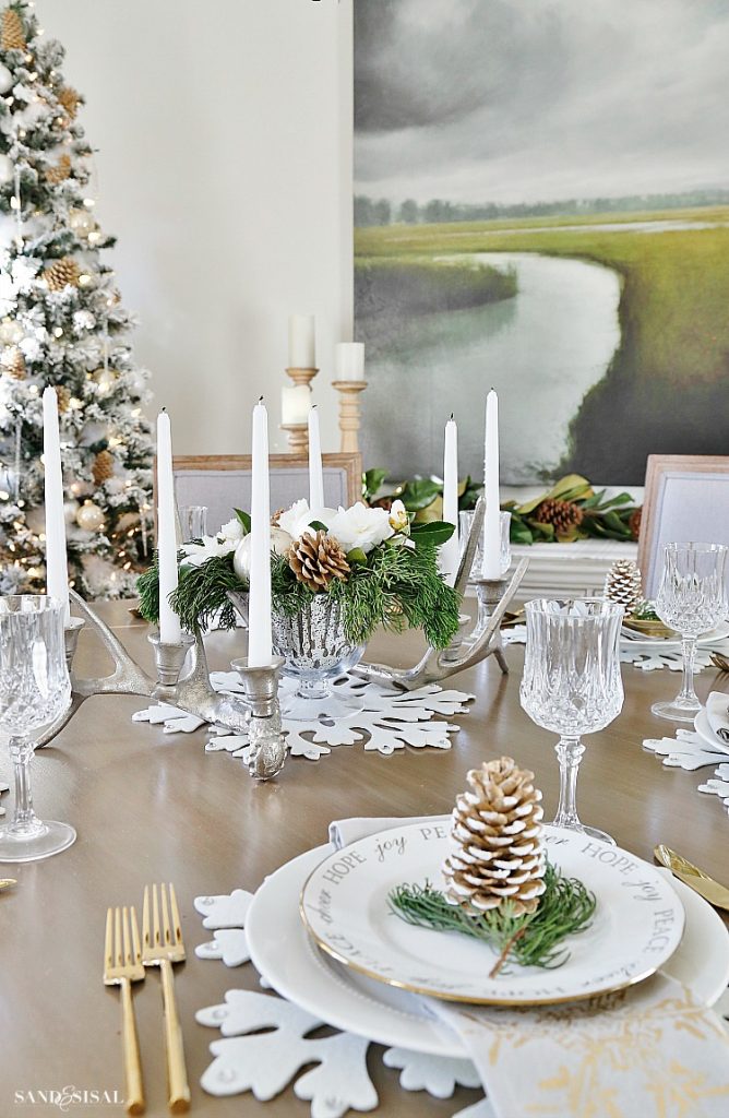 Rustic Glam Christmas Dining Room - Sand and Sisal