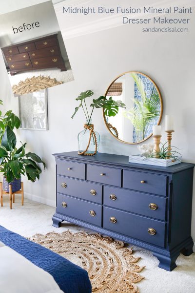 Midnight Blue Fusion Mineral Paint Dresser Makeover | Sand and Sisal