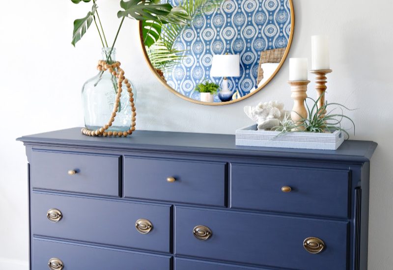 Navy Blue Dresser Makeover