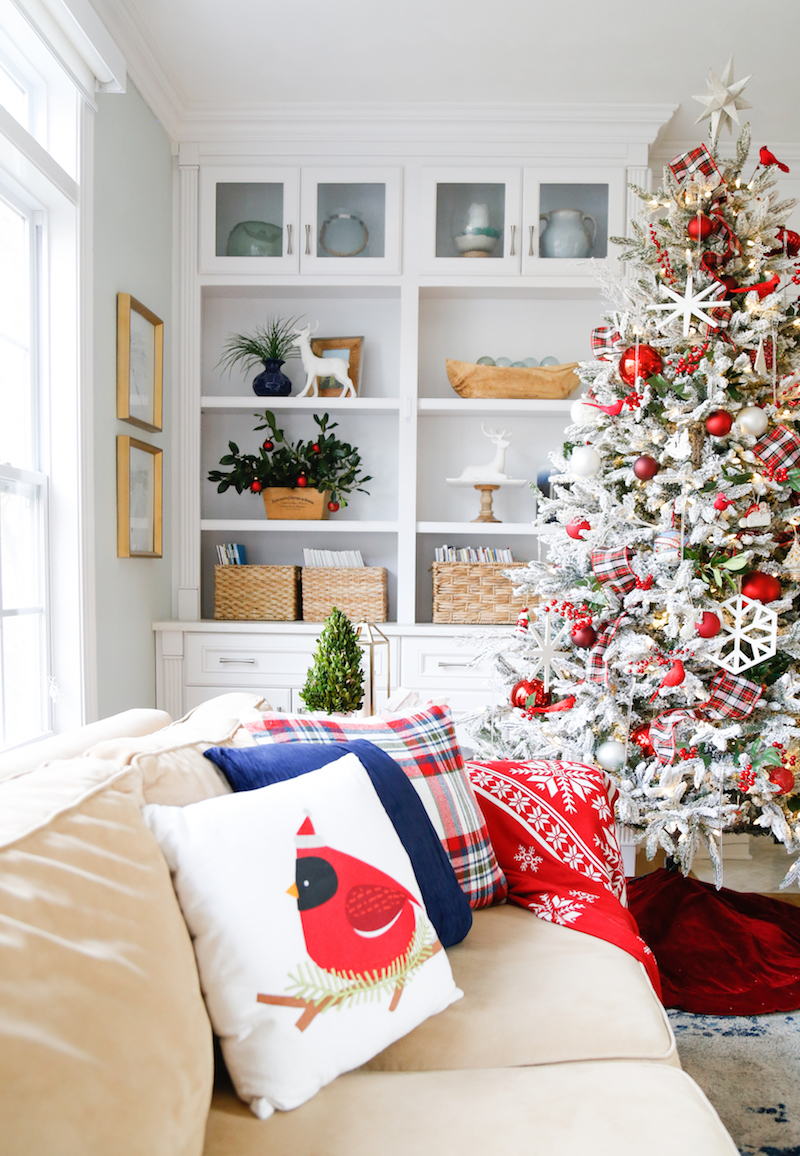 Classic Red and White Classic Christmas Living Room Tour